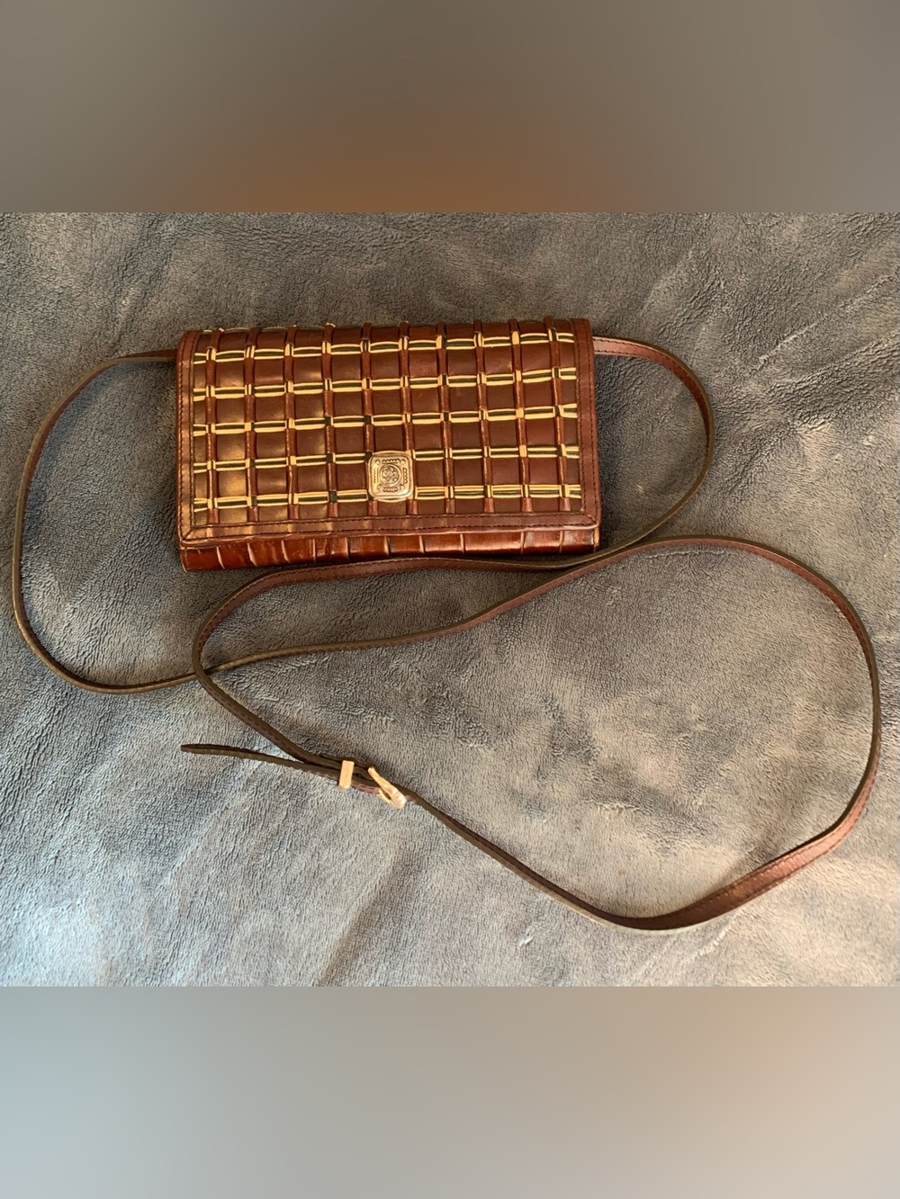 Brighton Brown Woven Leather Crossbody/Wallet Bag